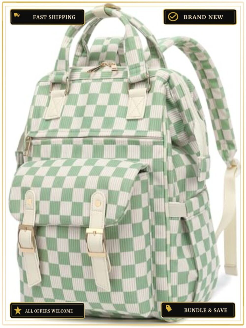 Corduroy Laptop Backpack for Women 15.6 Inch Bookbag School College Travel